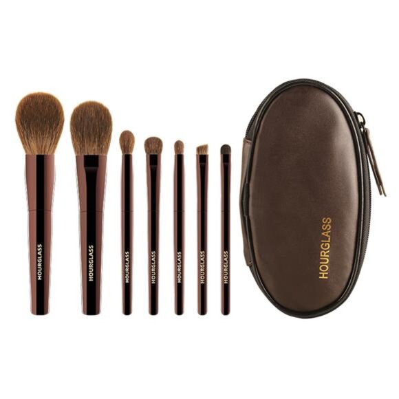 Hourglass Makeup Brush Set Mini Portable 7 Pcs, High Quality Soft Animal Hair - Picture 6 of 7